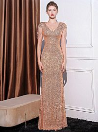 Sequined Slim Fit Slimming Long Dress Women