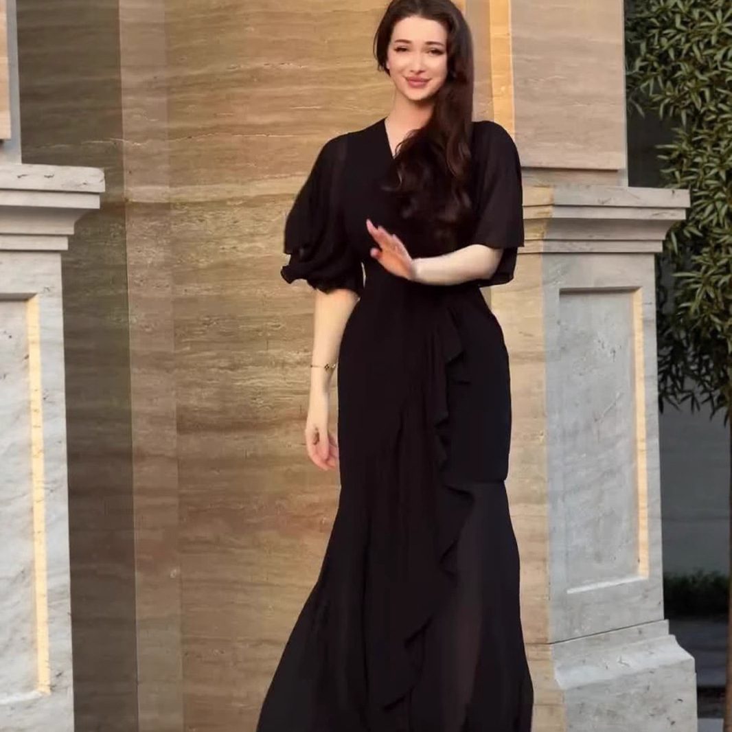 Elegant Sexy Temperament Short Sleeve Waist-controlled Comfortable Dress