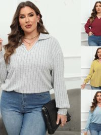 Women’s Plus Size Polo Collar Bottoming Shirt – Classic, Comfortable & Stylish