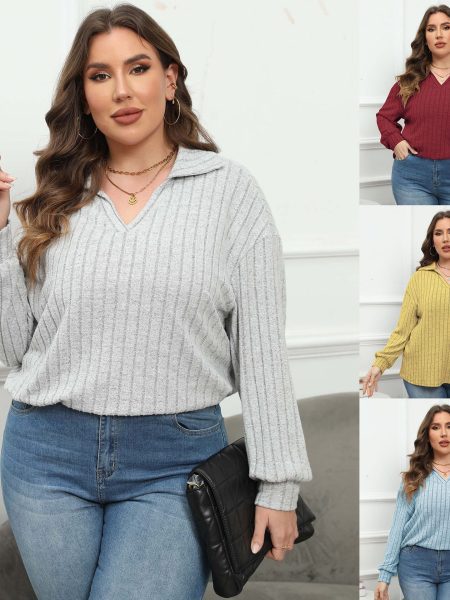 Women’s Plus Size Polo Collar Bottoming Shirt – Classic, Comfortable & Stylish