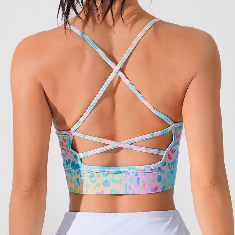 Women's Summer New Cross Thin-Strap Floral Print Daily Sports Bra