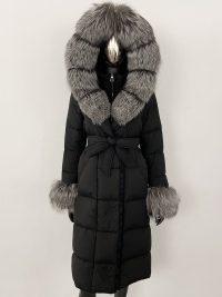 Women’s Slim Fit Long White Goose Down Coat – Thickened