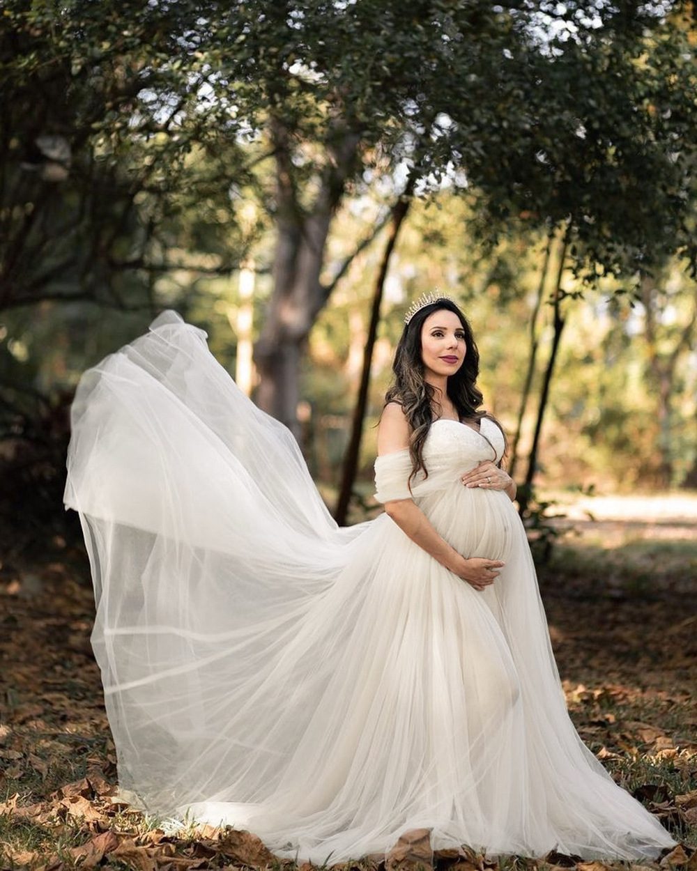 Chiffon Pregnant Floating Tail Floating Sleeve Photography Dress
