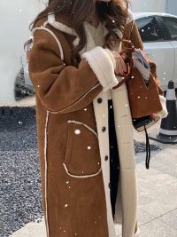 Vintage Patchwork Lamb Wool Lapel With Fur And Fur On Both Sides