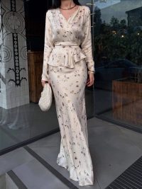 Women's Sexy Soft Long Sleeve V-neck Elegant Dress