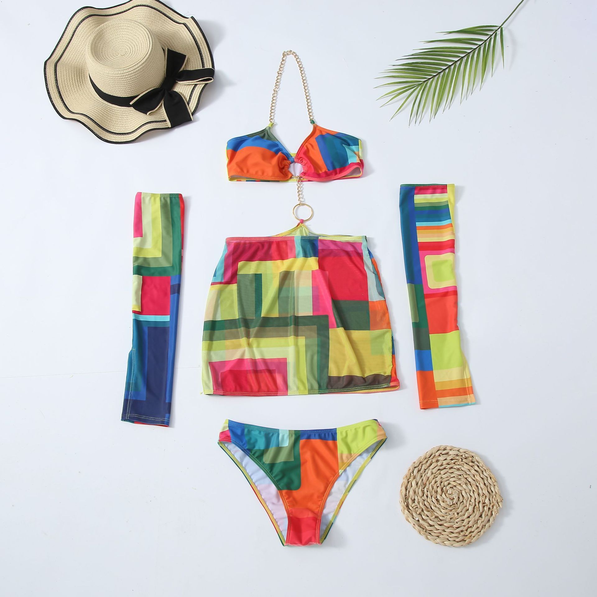 Women's Sexy Bikini Three-piece Set Long Sleeve Two-piece Swimsuit