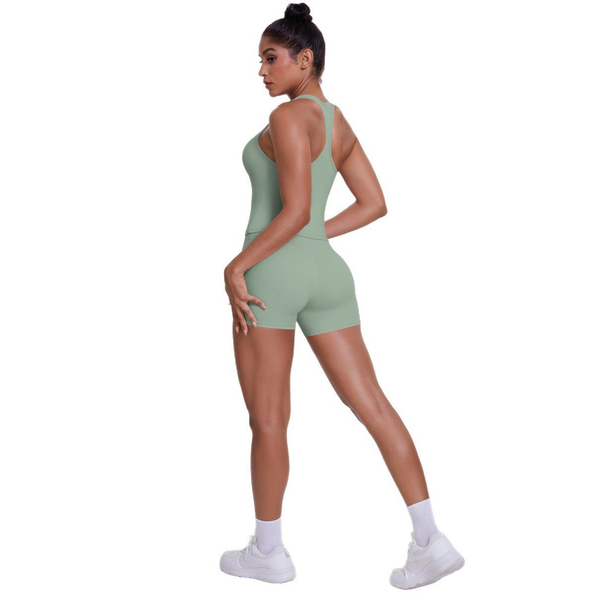 Brushed Outdoor Leisure Running Yoga Clothes Beauty Back Hip Raise Skinny Shorts Suit