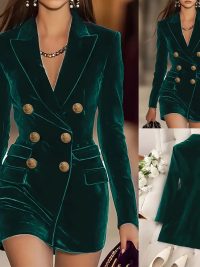 Button European And American Elegant Long Sleeve Business Suit Dress