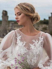 Round Collar Gauze Embroidered One-piece Dress Wedding Dress