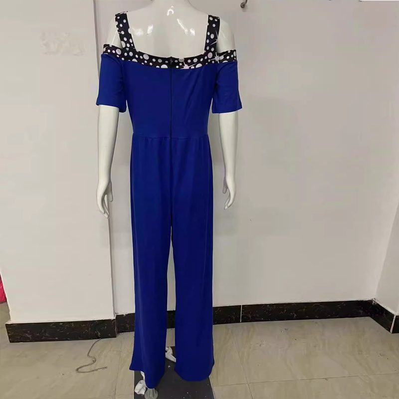 Plus Size Women's V-Neck Rhinestone Jumpsuit
