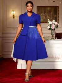 Women's Lapel Irregular Tassel Style Suit Skirt