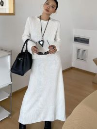 Casual Knitted Sweater Suit Women's Skirt Two-piece Set