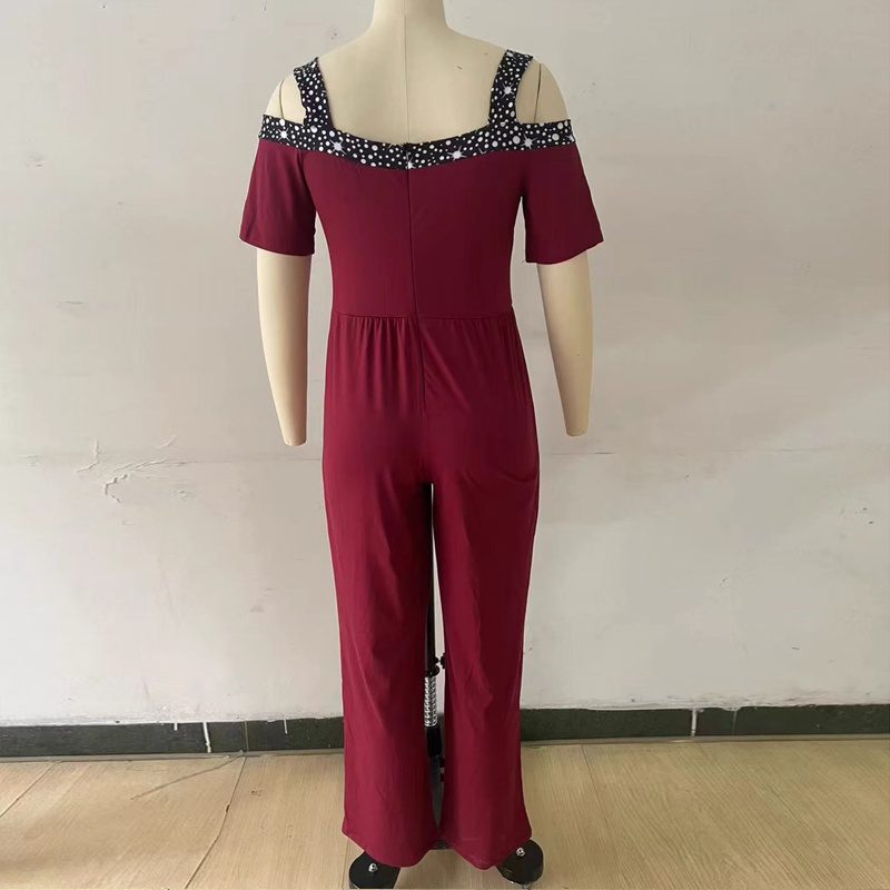 Plus Size Women's V-Neck Rhinestone Jumpsuit