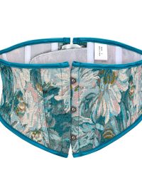 Blue Chrysanthemum Oil Painting Printed Lace Up Body Sculpting Girdle