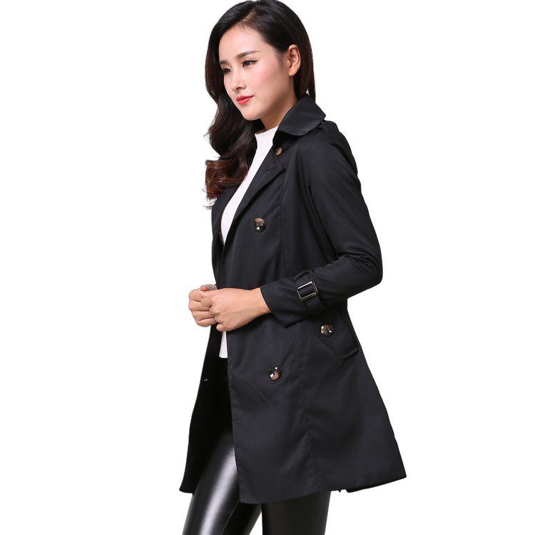 Women's Lace-Up Double-Breasted Trench Coat