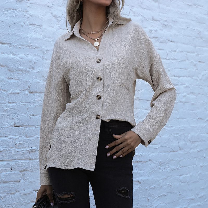 Long Sleeve Lapel Office Button Shirt