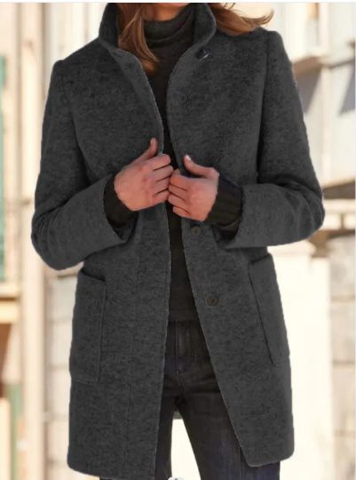 Women's Coat Slim Fit Autumn And Winter Coat Mid-length Warm Button Down Coat