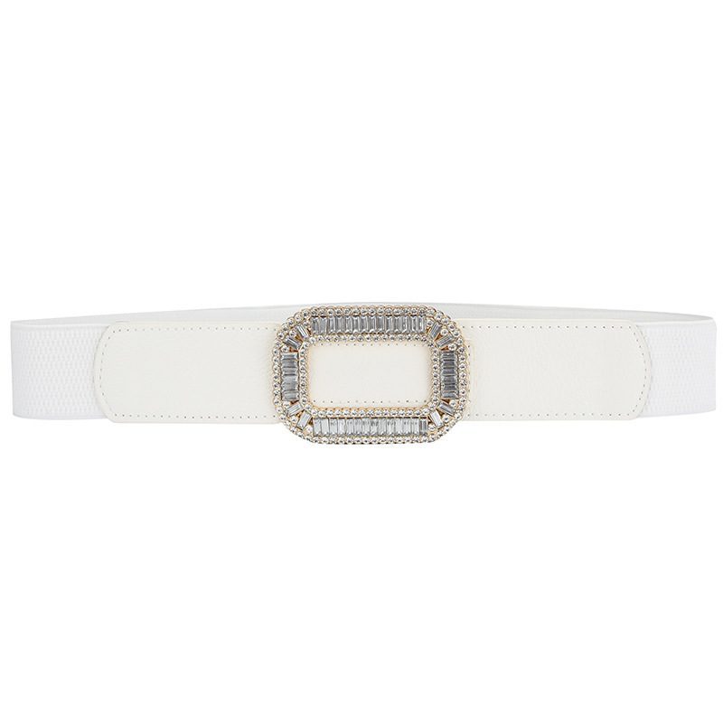Women's Rhinestone Inlaid Pair Buckle Elastic Elastic All-match Girl Dress Belt