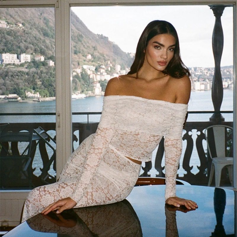 Women's Lace Hollow Backless Two-piece Set