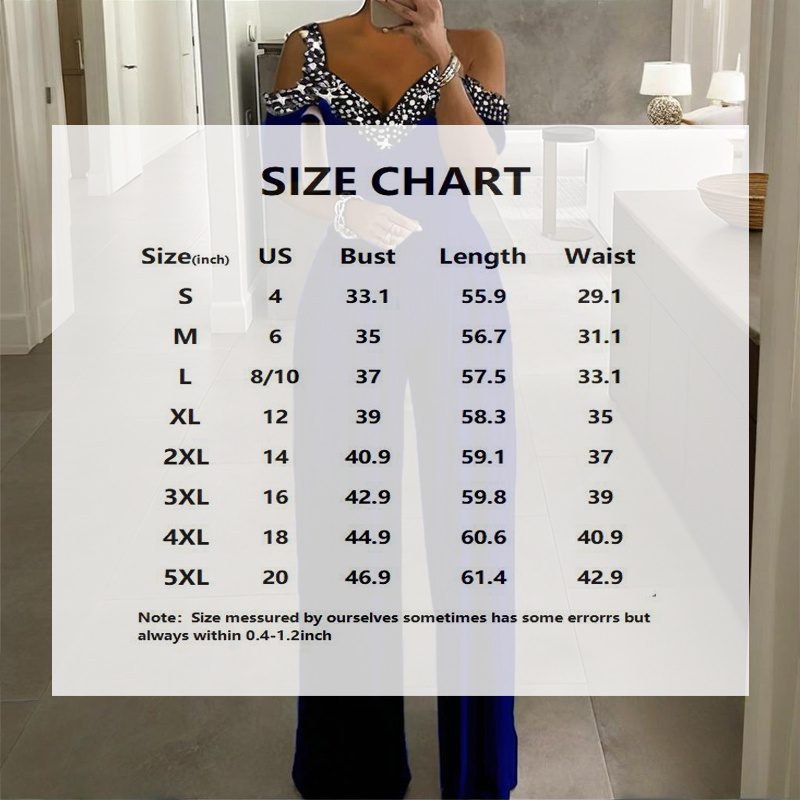 Plus Size Women's V-Neck Rhinestone Jumpsuit