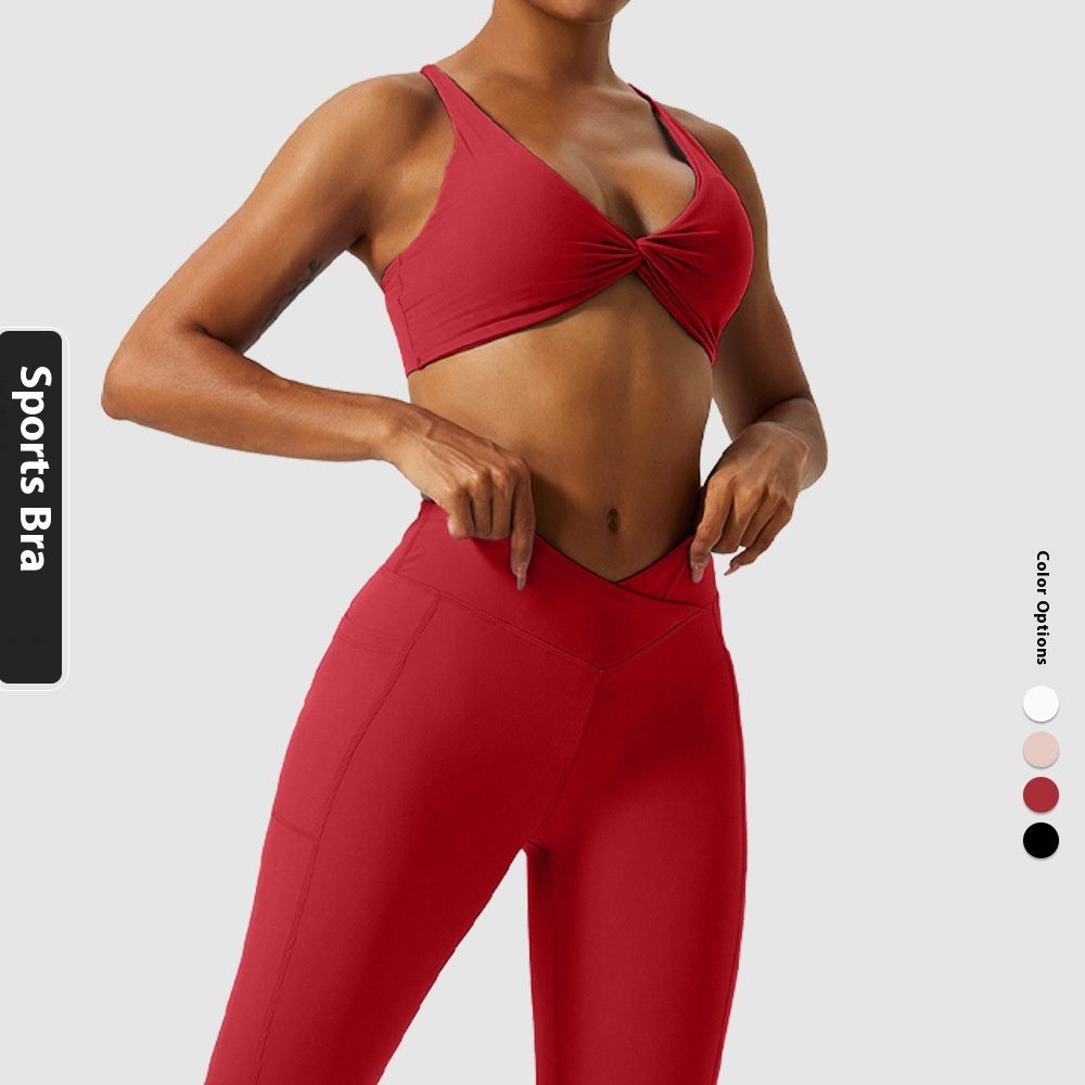 Women's Solid Color Cross Back Sports Bra