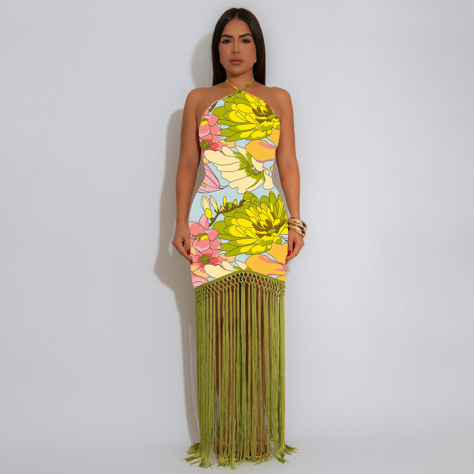 Buy Women's Clothing Online | Buy Trending Dresses for Women Women's Summer Sexy Backless Sleeveless Tassel Dress