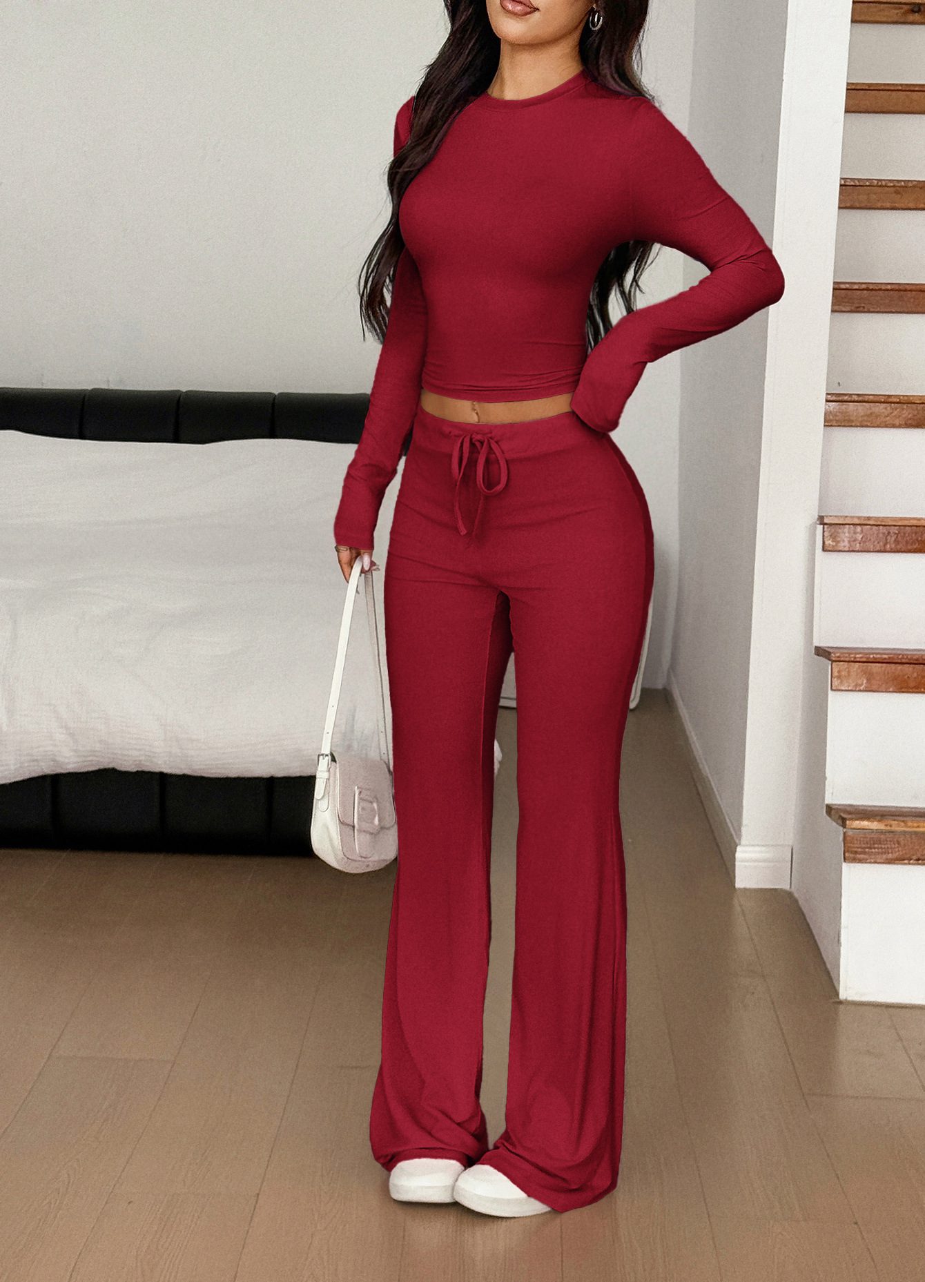 Sports Style Long Sleeve Trousers Suit Women's Clothing