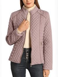 Women’s Lightweight Quilted Padded Zip Jacket – Stand Collar