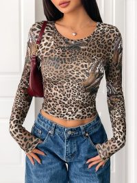 Women's Vintage Leopard Print Long-sleeved T-shirt
