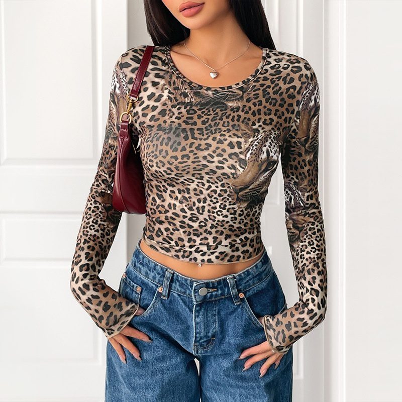 Buy Women's Clothing Online | Buy Trending Dresses for Women Women's Vintage Leopard Print Long-sleeved T-shirt