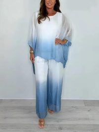 European And American Loose Wide Leg Pants Two-piece Set For Women