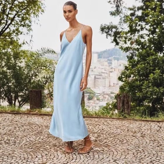 Buy Women's Clothing Online | Buy Trending Dresses for Women Silk Satin Texture Mid-length Sweet Women's Dress