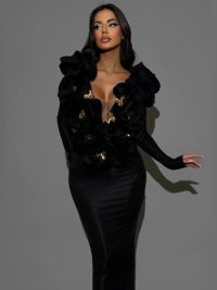 Women's Three-dimensional Flower Sexy Dress Euros