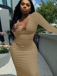 Women's European And American Solid Color V-neck Suit