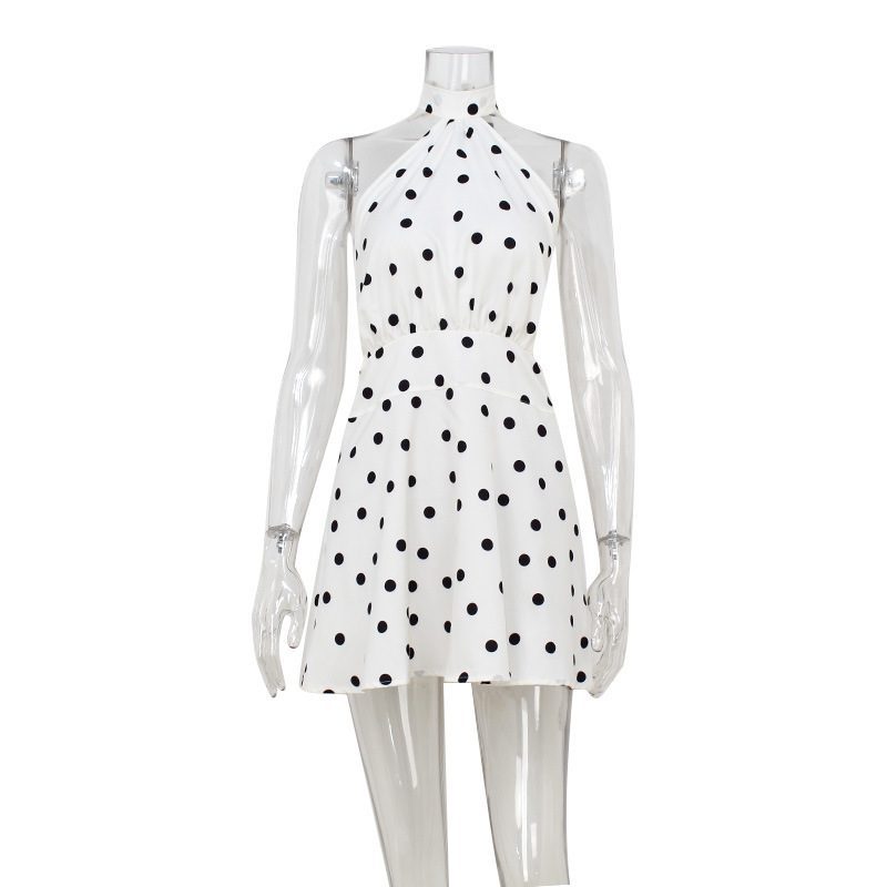 Elegant Halter Strap Backless A- Line High Waist Dress