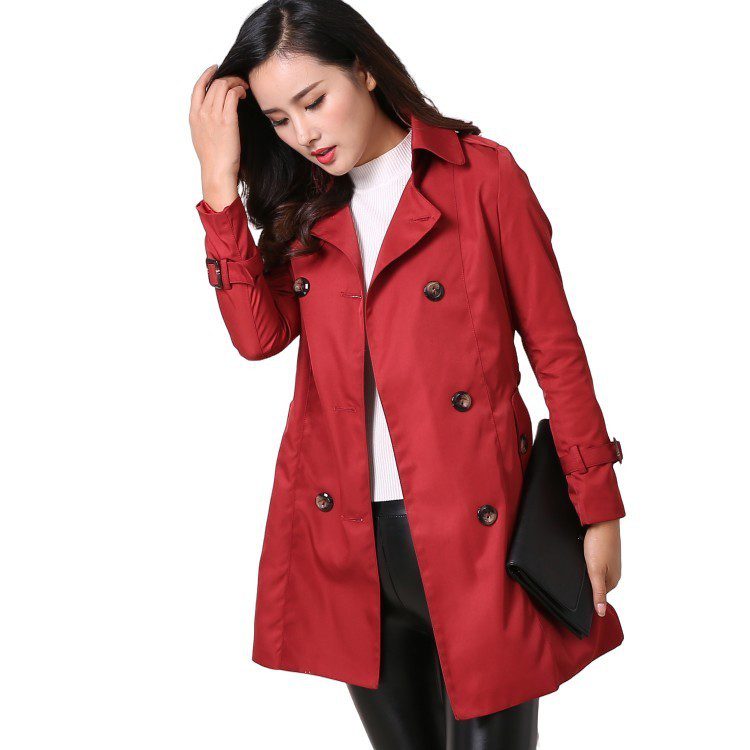 Women's Lace-Up Double-Breasted Trench Coat