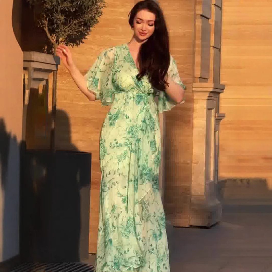 Soft Fresh And Sexy Short Sleeve Floral Dress