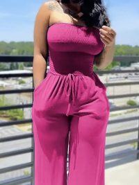 Women's Elegant Strapless Solid Jumpsuit