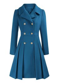 Women's Windbreaker Lapel Double Breasted Pocket A- Line Pea Coat