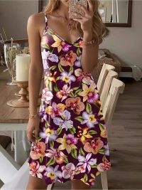 Printed Casual Vacation Spaghetti Straps Dress