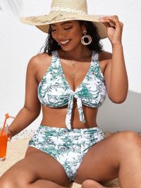 Long Sleeve Split Bikini Two-piece Set Plus Size Swimsuit