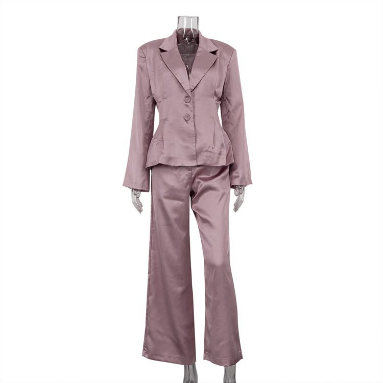 Commuter Pleated Waist Tight Suit Top Loose Trousers Two-piece Suit