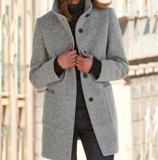 Women's Coat Slim Fit Autumn And Winter Coat Mid-length Warm Button Down Coat