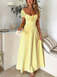 Women's Bohemian Backless Maxi Dress Flowy Ruffled Beach Dress With Adjustable Belt Summer Vacation Boho Dress For Casual Outings
