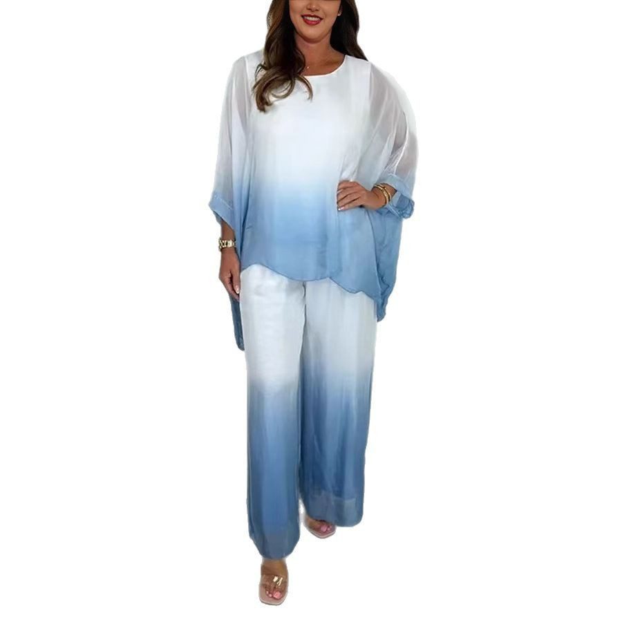 European And American Loose Wide Leg Pants Two-piece Set For Women