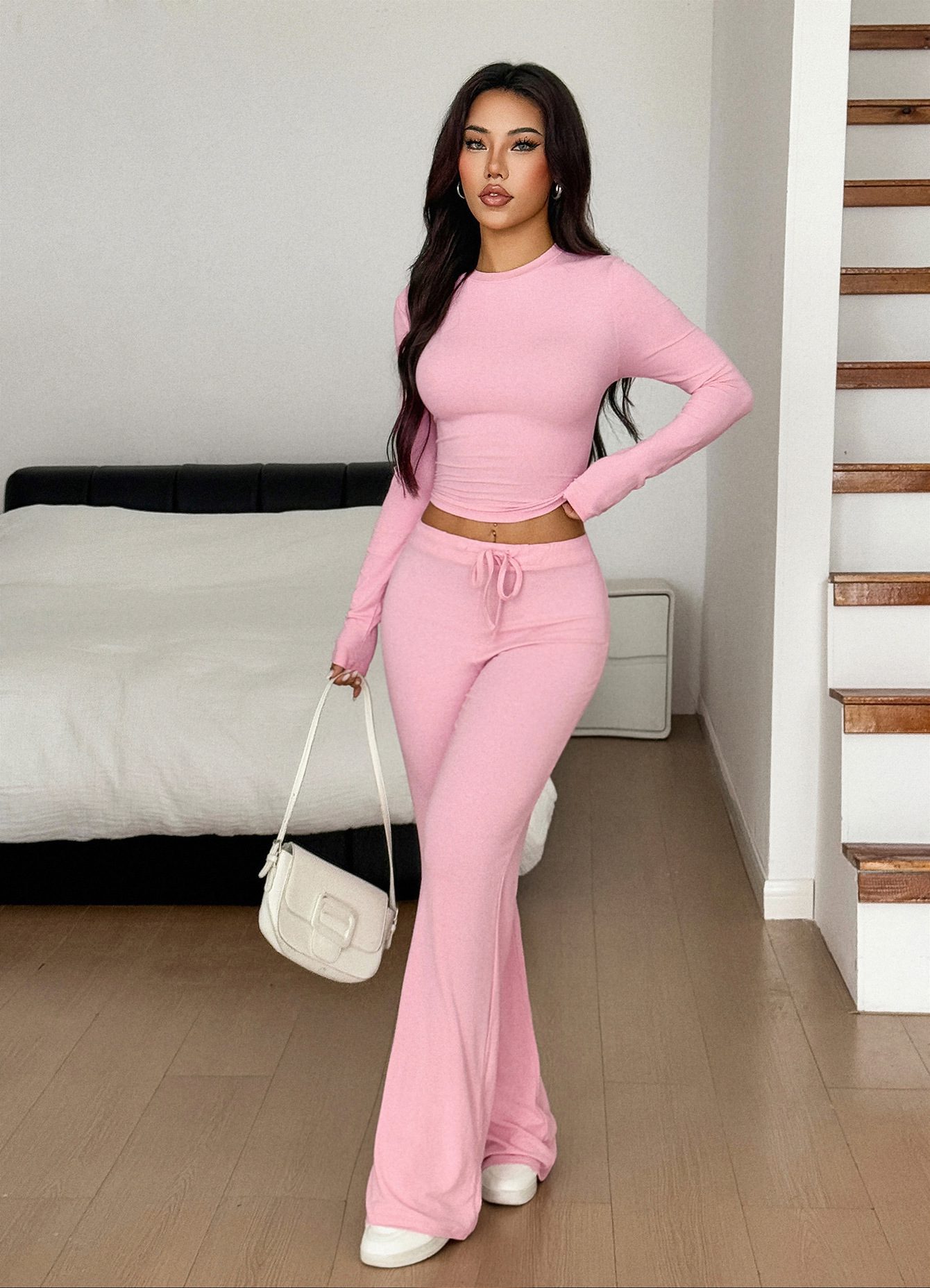 Sports Style Long Sleeve Trousers Suit Women's Clothing