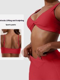 Women's Solid Color Cross Back Sports Bra