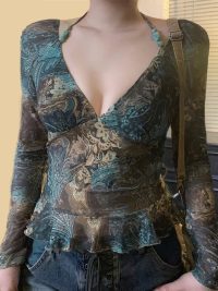 Vintage Printed Contrast Color Small Sling