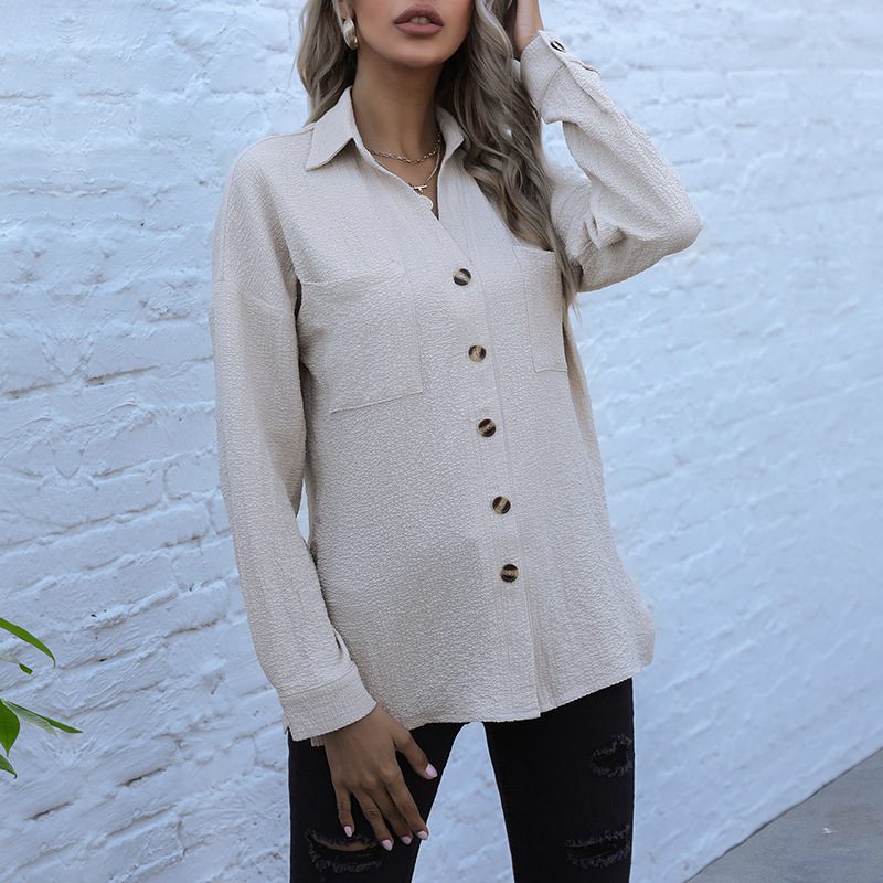 Long Sleeve Lapel Office Button Shirt