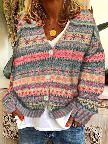 Ladies Versatile Multi-color Sweater Coat